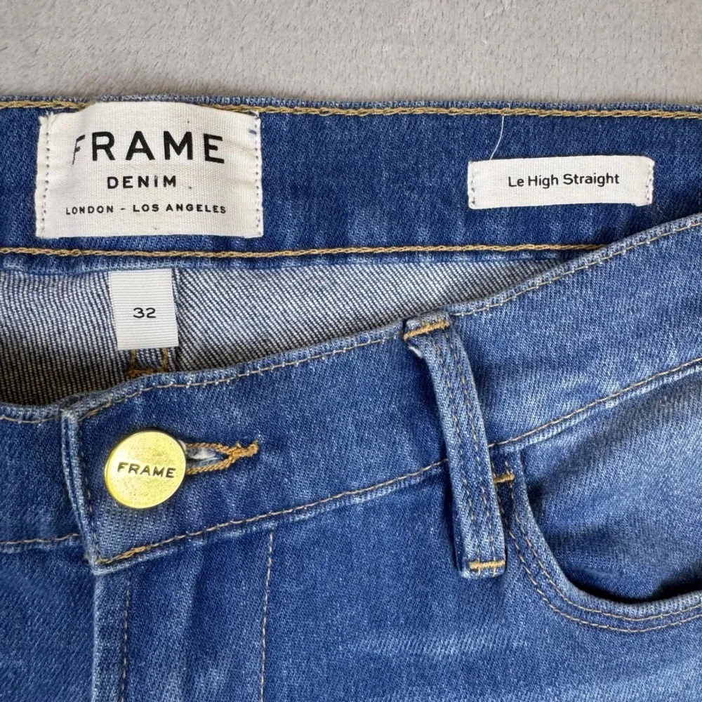 FRAME Denim Le High Straight Studded‎ Hem Jeans Womens Size 32 Raw Hem